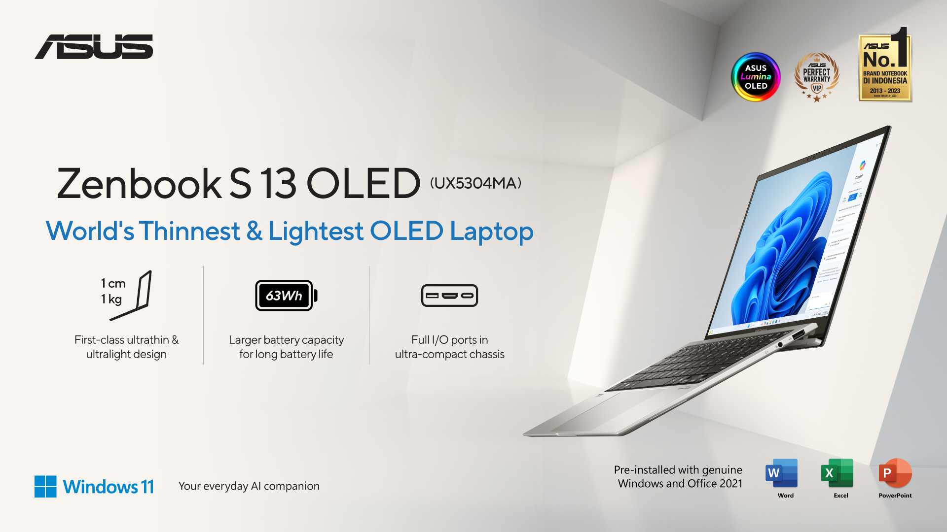 ASUS Zenbook S13 OLED UX5304: Laptop AI dengan Desain Stylish